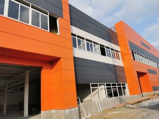 Oficina de estruturas de aço pesado pré-fabricada com edifícios de oficina de metal de layout flexível