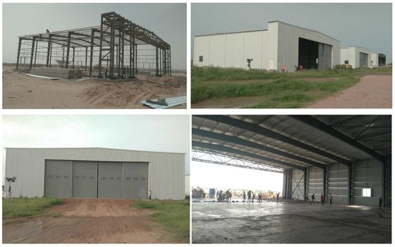 Resistente a furacões Estrutura de metal pré-projetada de alta resistência Hangar de armazém